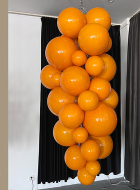 吉星旺宅法式中古简约大气橙色葡萄玻璃复式楼梯别墅大厅吊灯