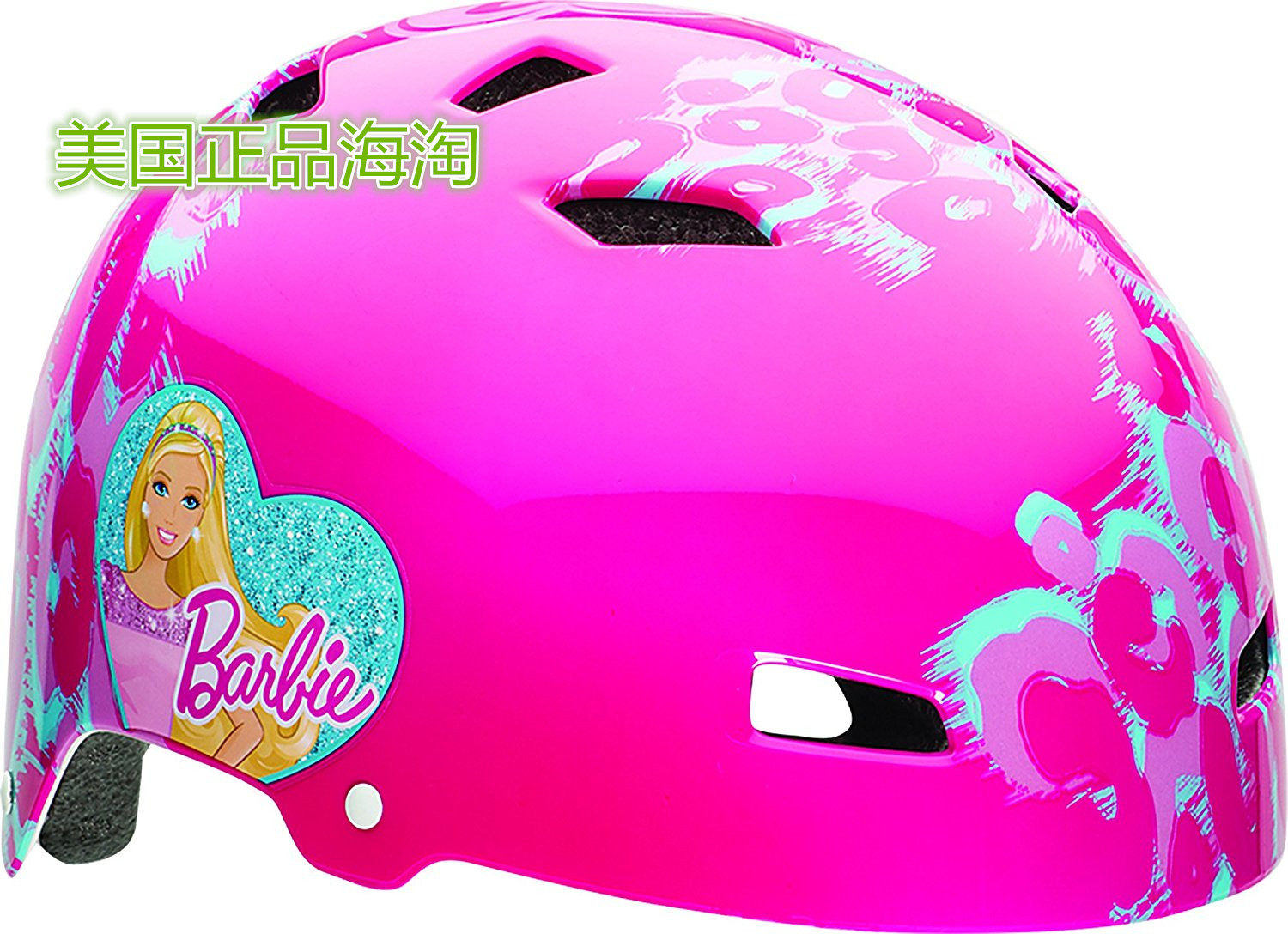 美国进口 BELL 芭比女孩卡通儿童旱冰自行车运动轮滑头盔护具