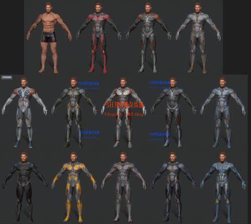 Anvil科幻赛博 机甲枪械3dmax动作画帅气男性角色3D模型次时代