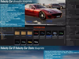 UE5虚幻蓝图-可操控驾驶汽车交互蓝图 Velocity Cars Pack