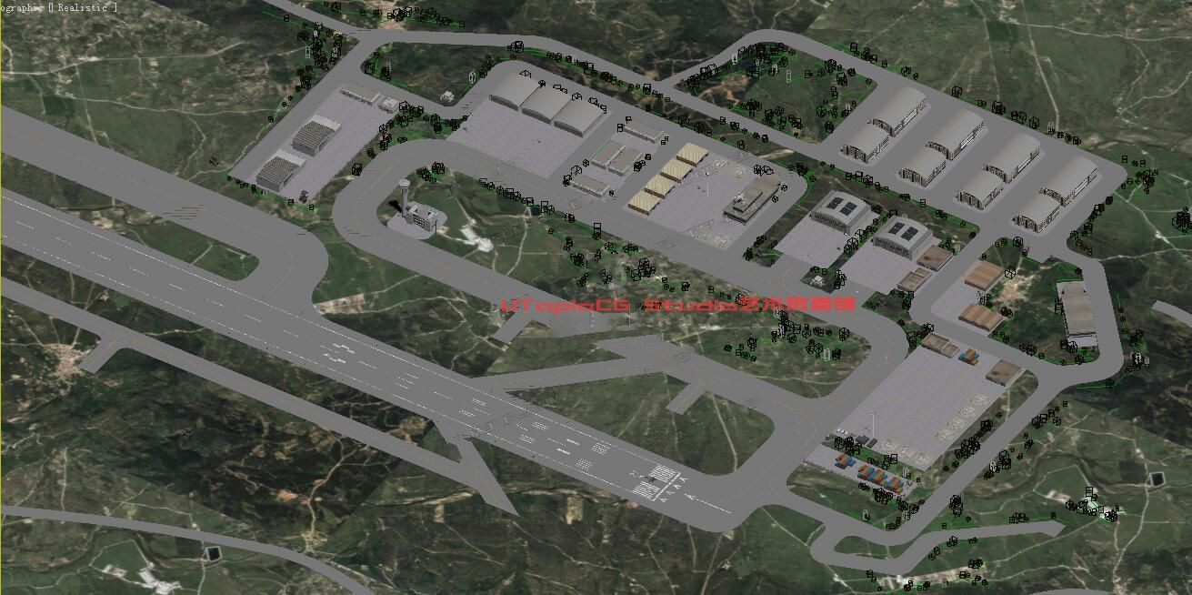 37-3dmax写实空军基地.机场有起飞跑道 战场机库军事基地场景模型