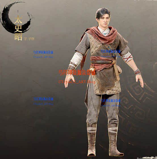 中国风仙侠男剑客东方武侠太史昭游戏人物角色3dmax次时代PBR模型