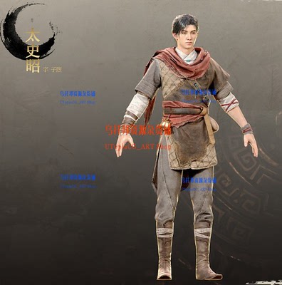 中国风仙侠男剑客东方武侠太史昭游戏人物角色3dmax次时代PBR模型