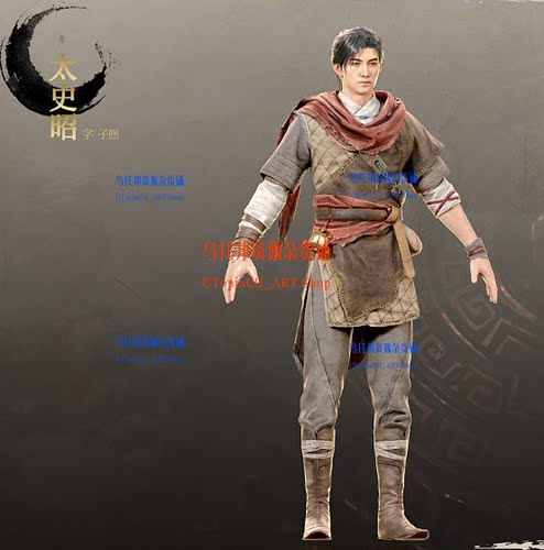 中国风仙侠男剑客东方武侠太史昭游戏人物角色3dmax次时代PBR模型