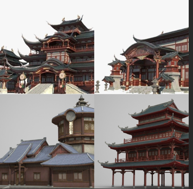 3Dmax亚洲古代中国风古建筑模型FBX文件.3D场景模型写实合集07