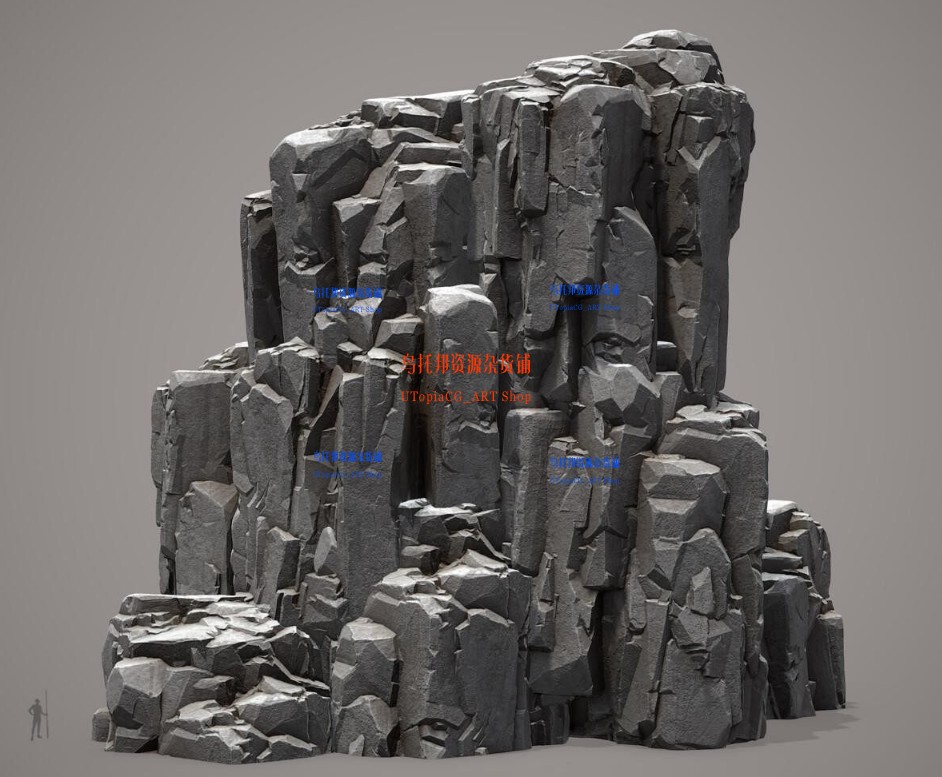 超写实悬崖岩石3DCG模型.PBR游戏模型Large Modular Cliff Rock