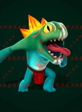 UE5虚幻 卡通风格化蜥蜴怪物怪兽鱼人角色带动画3D模型CG资源