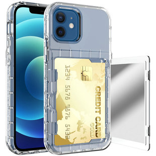 个性化妆镜插卡手机壳适用苹果12ProMAX全包防摔iPhone13软胶套厚
