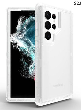欧美三防铠甲手机壳s24U适用三星S23透明全包防摔S25ultra软胶硬壳S22plus防滑加厚S21+三合一组合保护套外壳