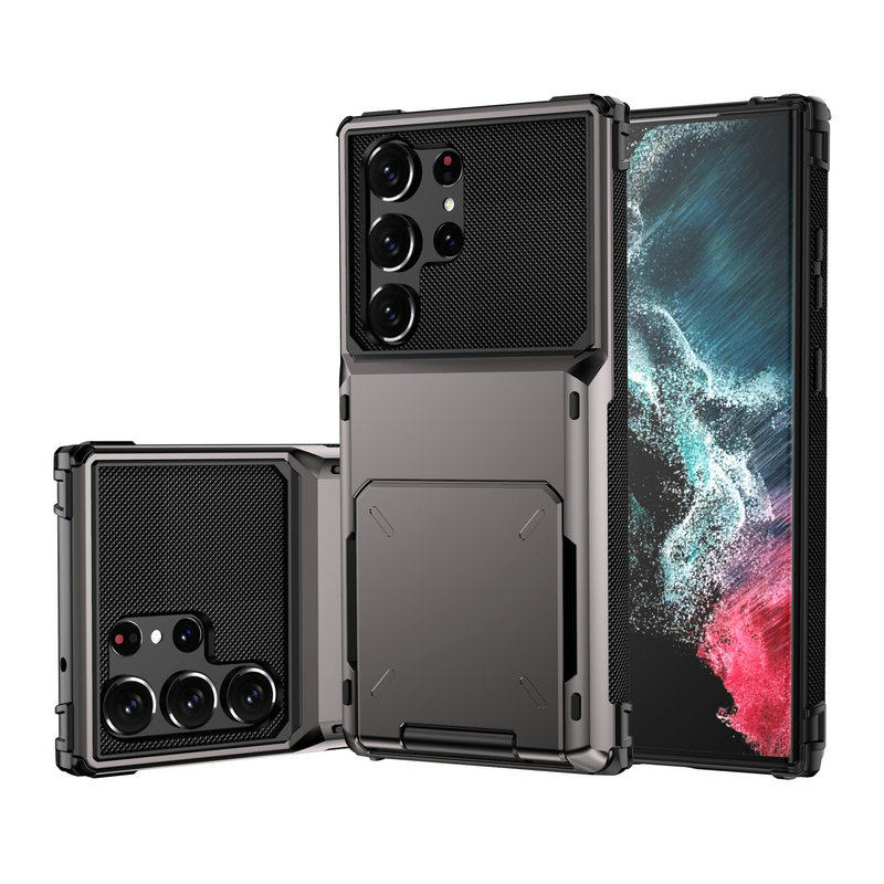 欧美加厚插卡手机壳适用三星S23ultra全包防摔S24+软胶硬壳S22plus磨砂防滑二合一军工铠甲外壳S21个性保护套