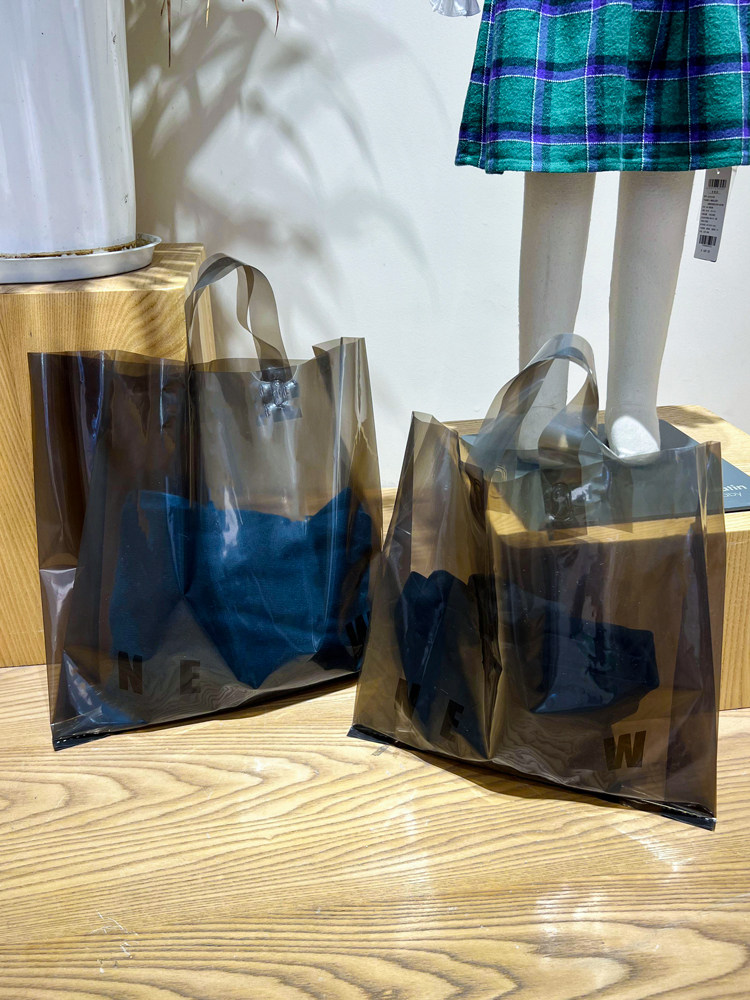 透明黑色手提袋定制批发极简高档礼品包装袋服装店衣服袋子印LOGO