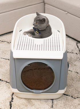 TOMCAT自由舱猫砂盆 双门全封闭式猫厕所 顶出防外带防臭猫咪用品