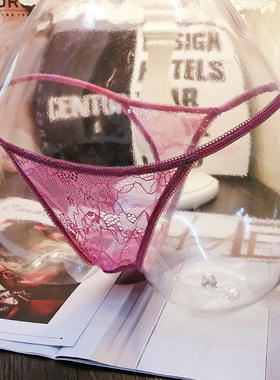 性感透明潮女士丁字内裤超薄蕾丝裸感诱惑迷人女生纯色百搭T裤衩