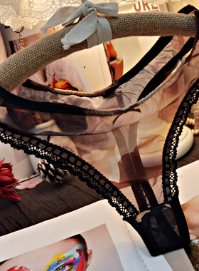 保密发女神蕾丝内裤性感透明网纱女士丁字裤中高腰抗菌大码T裤衩