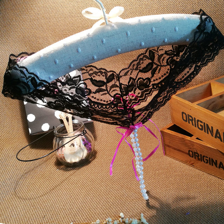 性感透明蕾丝女士开裆珠珠丁字裤