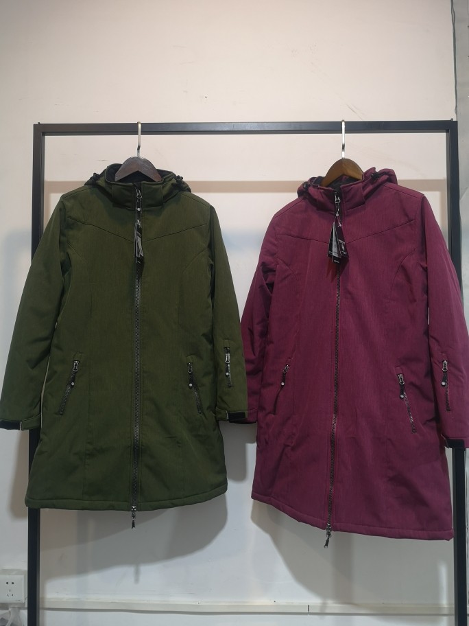 欧洲单加厚女士滑雪服夹棉冲锋衣中长款外套防风防水保暖派克大衣