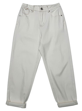 MA牛仔裤女92667-2高腰显瘦白色宽松九分裤四面弹休闲百搭萝卜裤