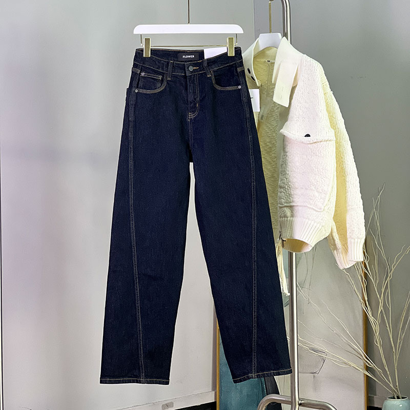花匣子flower新款深蓝色阔腿裤