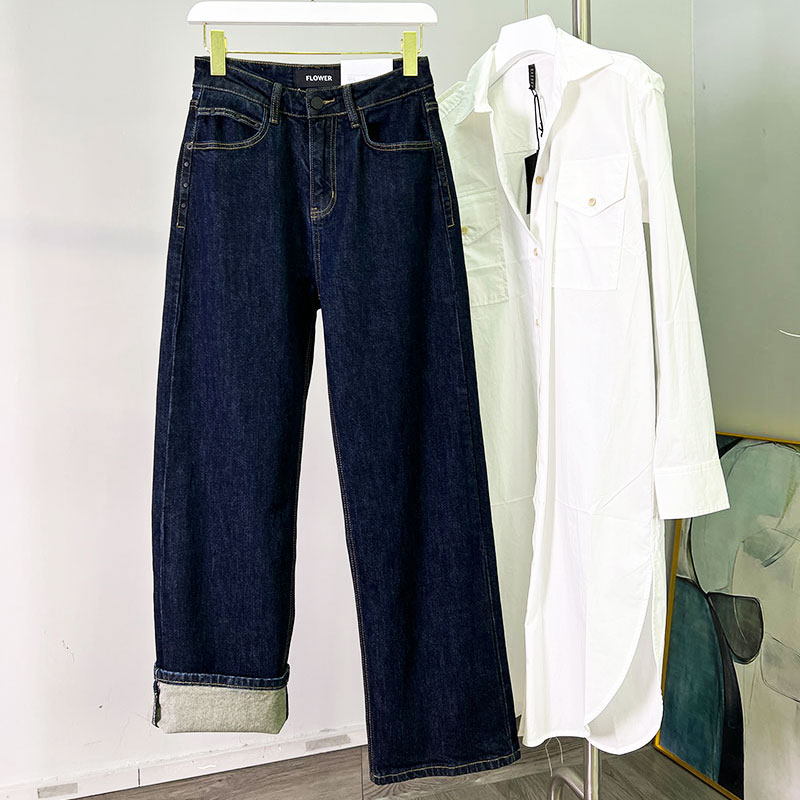 直筒长裤常规牛仔面料