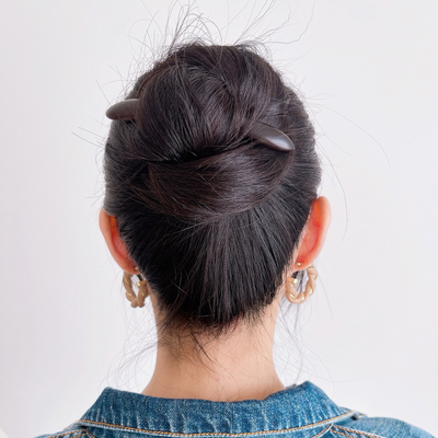 DURIAN ACC气质新国风黑檀木双翘反扣式双尖传统押发盘发发簪钗子