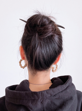 DURIAN ACC 气质国风木质盘发S檀木发簪设计款汉服簪子丸子头钗子