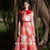 X.U｜高定设计师品牌法式 繁花浮世绘 MAISON 真丝印花荷叶领长裙