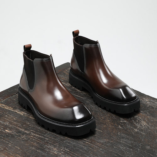 英伦风厚底钻石头切尔西靴