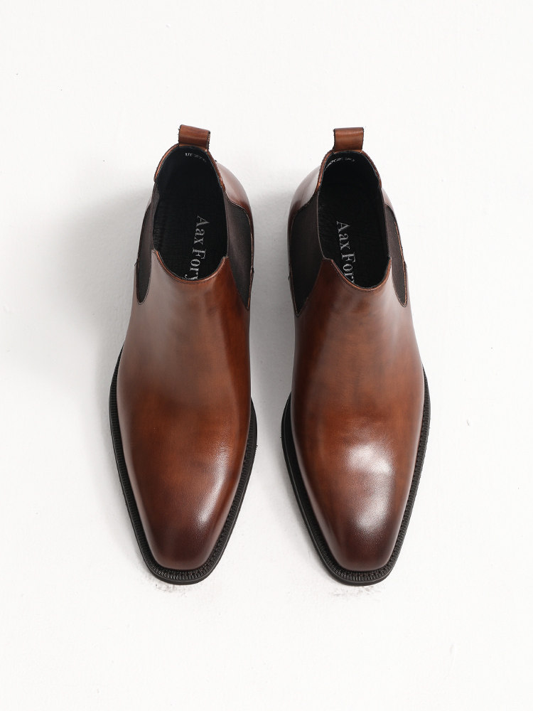ITALIAN VINTAGE HANDMADE BUSINESS BOOTS BRITISH SQUARE SCALP BOOTS GENUINE LEATHER HIGH-TOP DRESS SHOES CHELSEA BOOTS MEN