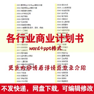 各行业商业计划书案例模板中小企业创业天使轮投融资项目策划方案