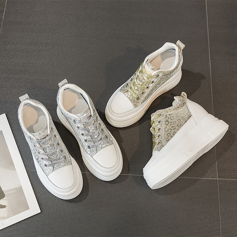 板鞋女2024新款真皮鞋子百搭厚底松糕鞋内增高女鞋运动夏季小白鞋