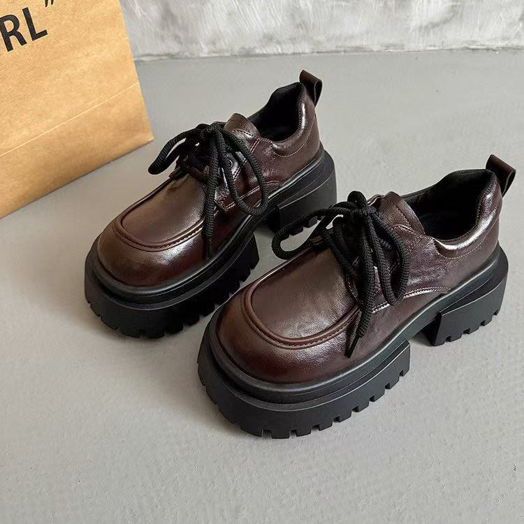 英伦风厚底小皮鞋女2025新款春秋季单鞋真皮爆款鞋子学院风乐福鞋