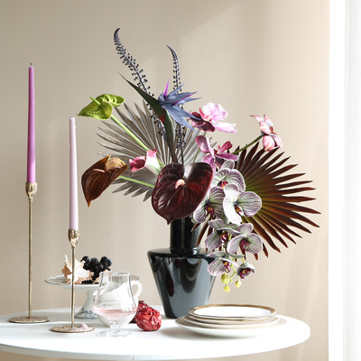 米子家居中古蝴蝶兰花艺仿真花高级感逼真轻奢风花束假花拍照道具