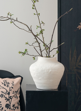 米子家居侘寂风陶瓷花瓶摆件客厅插花陶罐复古轻奢高级感餐桌装饰