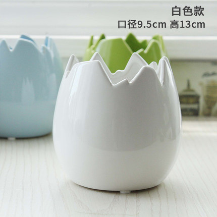 米子家居台面花器摆设装饰工艺品陶瓷花瓶花插陶瓷蛋形花边花瓶