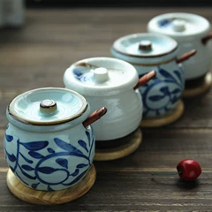 Xuất khẩu men màu gốm sứ Nhật Bản và gió zakka màu xanh và trắng rượu vang chai rượu vang chai rượu vang bộ hộp quà tặng - Rượu vang