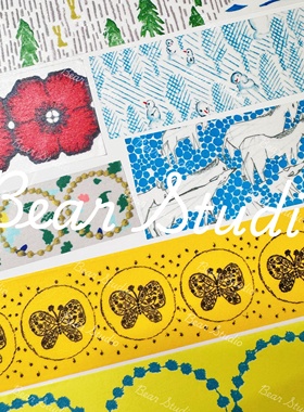 30cm分装 皆川明和纸胶带 铃鼓 蝴蝶 雪人 红海葵 蓝马 手帐装饰