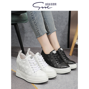 新款 一脚蹬松糕鞋 女增高鞋 真皮软底牛皮妈妈鞋 9cm 2025爆款 圣恩熙