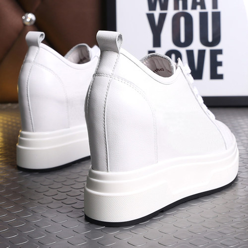 真皮内增高小白鞋女鞋