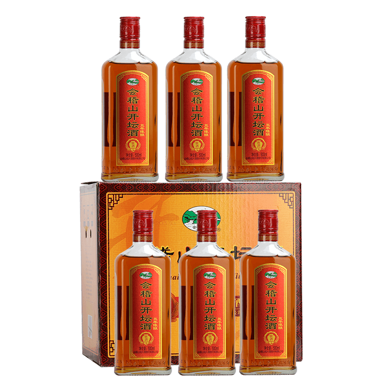 会稽山开坛酒绍兴黄酒五年陈半甜型特型花雕酒整箱500ml*6瓶