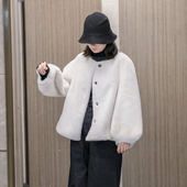 高级感环保水貂绒皮草毛毛外套女秋冬季 时尚 灯笼袖 皮毛一体仿貂毛