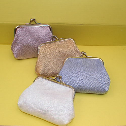 小众设计布艺搭扣夹子零钱包高级变色金丝布迷你口红包小物收纳袋