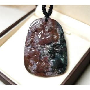 2026年印度天然七彩玛瑙马虎狗三合牌吊坠项链火局吉祥物挂件