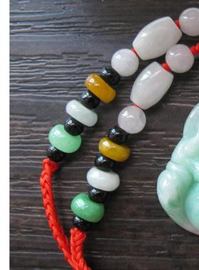 天然翡翠玉石笑佛吊坠翡翠弥勒佛项圈生肖玉配送鉴定书中国结