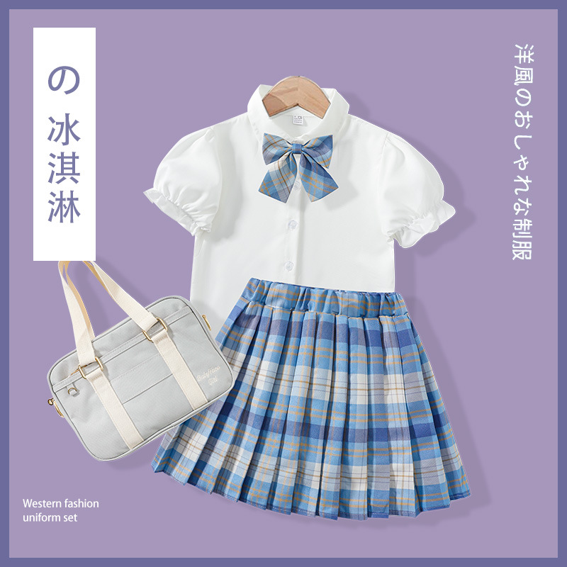 jk制服套装夏季女童连衣裙夏装儿童jk裙学院风小学生百褶正版裙子