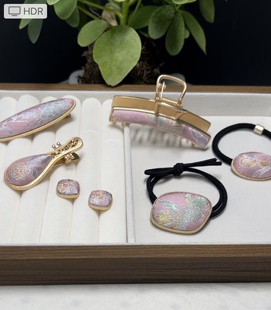 三马非遗真丝宋锦桂花金鱼国风发饰抓夹发夹发绳耳钉新中式手工