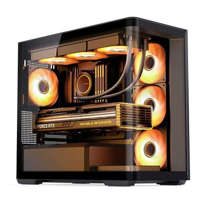乔思伯D300 D400机箱机箱曲面玻璃海景房侧透背插机箱360水冷