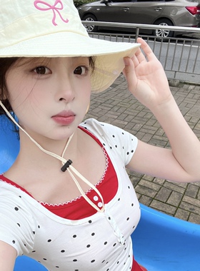 超薄透气渔夫帽学生网眼可爱少女登山帽蝴蝶结糖果色薄速干帽子