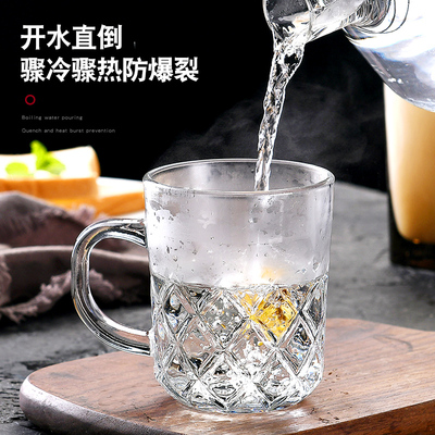 玻璃杯带把家用客厅手柄喝水杯子耐热茶杯待客水杯啤酒杯10只套装