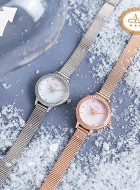 冰雪奇缘迪士尼联名款韩国CLUE官方正品手表女艾莎雪花金属石英表