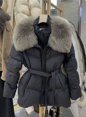 高充绒量大毛领保暖巨显瘦白鸭绒羽绒服女2025年冬季新款短款减龄